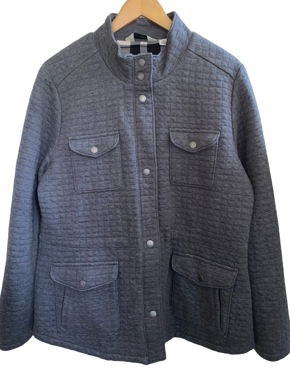 L.L. Bean women's gray quilted utility field jacket size large